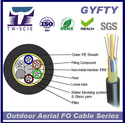 GYFTY 24cores FRP χαλαρό σωλήνων υπαίθριο καλώδιο δικτύων οπτικών ινών κορδελλών μη-θωρακισμένο