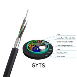 Το gyts-εναέριο υπαίθριο καλώδιο οπτικών ινών με τον άμεσο πολυ χαλαρό σωλήνα ενταφιασμών ζάρωσε το θωρακισμένο καλώδιο χάλυβα για