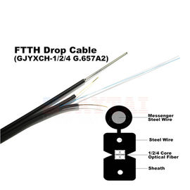 Εσωτερικό καλώδιο πτώσης FTTH GJYXCH 2 ενιαίο σχήμα 8 τρόπου πυρήνων οπτικό καλώδιο μορφής