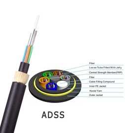 Καλώδιο εξωτερικού χώρου Aireal ADSS OFC Single Mode 24 Core για τηλεπικοινωνίες ισχύος με υψηλή αδιάβροχη