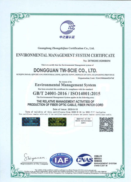ΚΙΝΑ DONGGUAN TW-SCIE CO., LTD. Πιστοποιήσεις